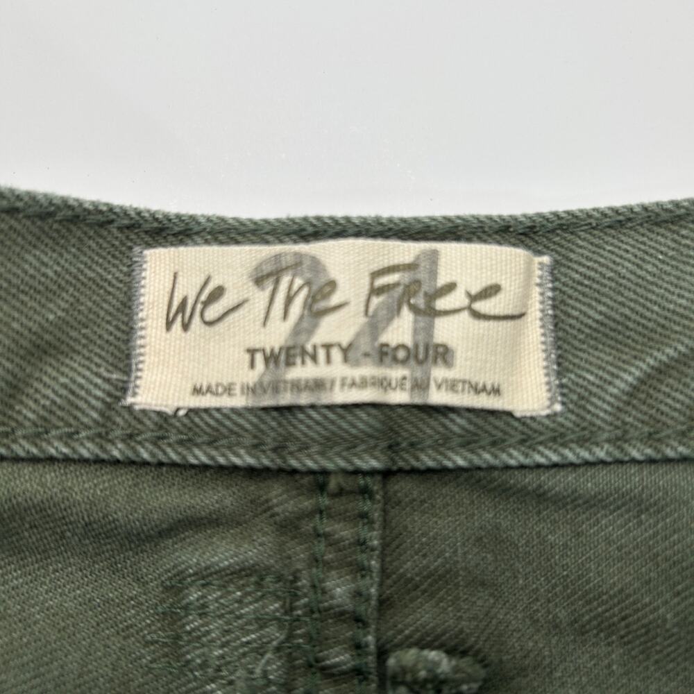 Free People Makai Cutoff Denim Shorts Olive Green Mid Rise Shorts Women 24 NWT - Picture 5 of 10